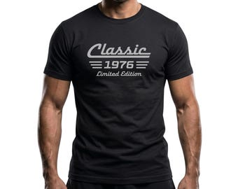 50th Birthday Shirt Born in 1976, Classic Car Limited Edition Unisex Cotton Tee