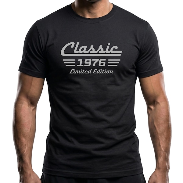 50th Birthday Shirt Born in 1976, Classic Car Limited Edition Unisex Cotton Tee