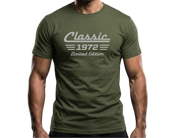 54th Birthday Shirt Born in 1972, Classic Car Limited Edition Unisex Cotton Tee