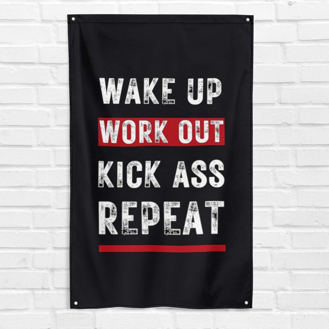 Wake up Work Out 3x5 Ft Gym Flag Fitness Body Building Weightlifting ...