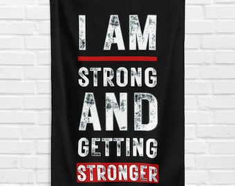 Ich bin stark und werde stärker 3 x 5 ft Gym Flagge Fitness Bodycycling Gewichtheben Muskel Workout Crossfit Übung Zitat Banner