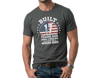 17歳の誕生日Tシャツ、17年前に製造、面白いクラシックカー柄のユニセックスコットンTシャツ