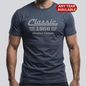1966年生まれの60歳の誕生日を記念したクラシックカー限定版メンズコットンTシャツ