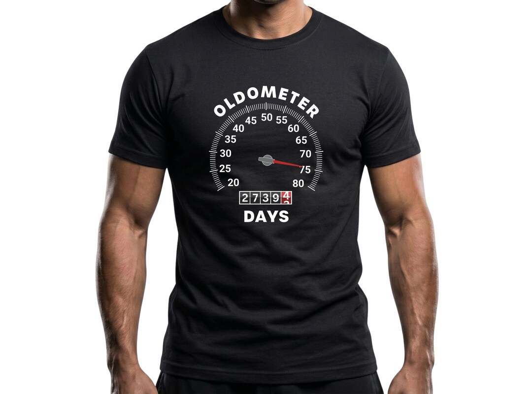Oldometer 75th Birthday Shirt, Turning 75 Funny Odometer Car Lover ...