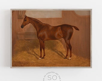 Vintage Horse Painting | Antique Equestrian Wall Art | Sodo Prints Shop | Horse Art | Rustic Farmhouse Decor Downloadable Digital | SKU 126