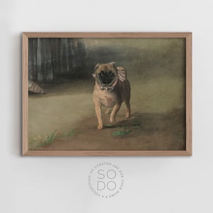 Vintage Pug Painting | Antique Painting of Dog | Pug Wall Art | Vintage Art | Sodo Prints Shop | Dog Art | Downloadable Digital | SKU 227