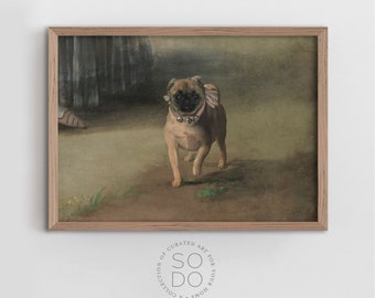 Vintage Pug Painting | Antique Painting of Dog | Pug Wall Art | Vintage Art | Sodo Prints Shop | Dog Art | Downloadable Digital | SKU 227