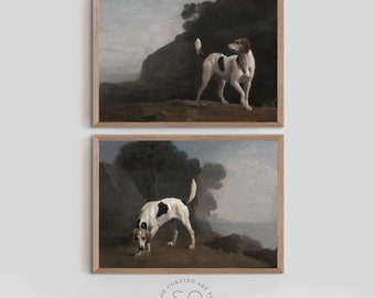 Dog Wall Art Set of TWO Prints, Hound Dogs Art Print, Kids Room Decor, Dog Theme Paintings | SKU S505