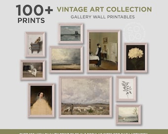 Vintage Printable Paintings, Mega Bundle, Vintage Gallery Wall, Farmhouse Printable, Moody Countryside, Set 100+ Digital Downloads | MEGA-V1