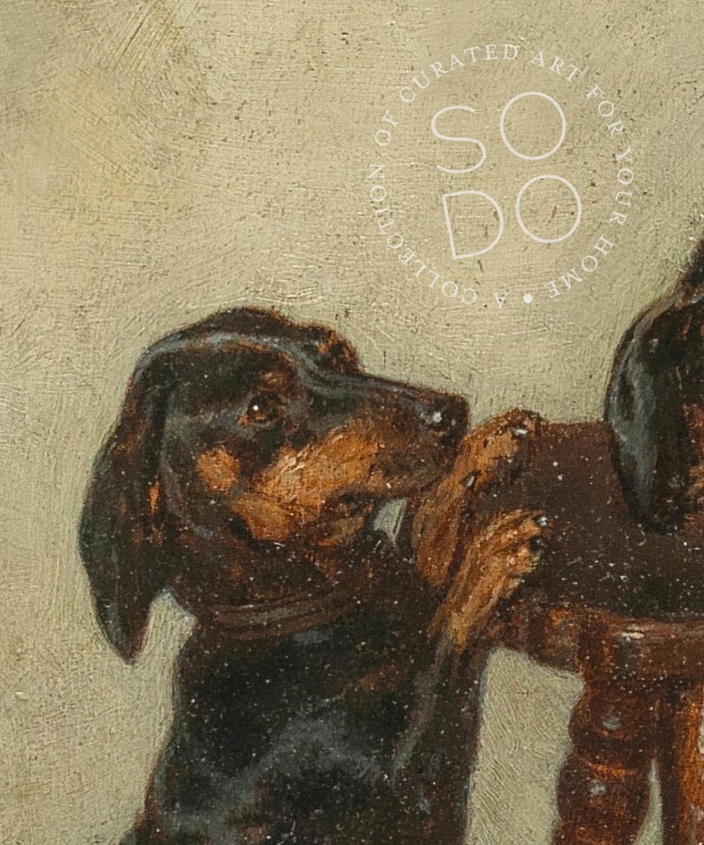 Vintage Dachshund Painting Antique Painting of Dog Dachshund Wall Art Vintage Art Weiner Dog Art Downloadable Digital SKU 225 image 3