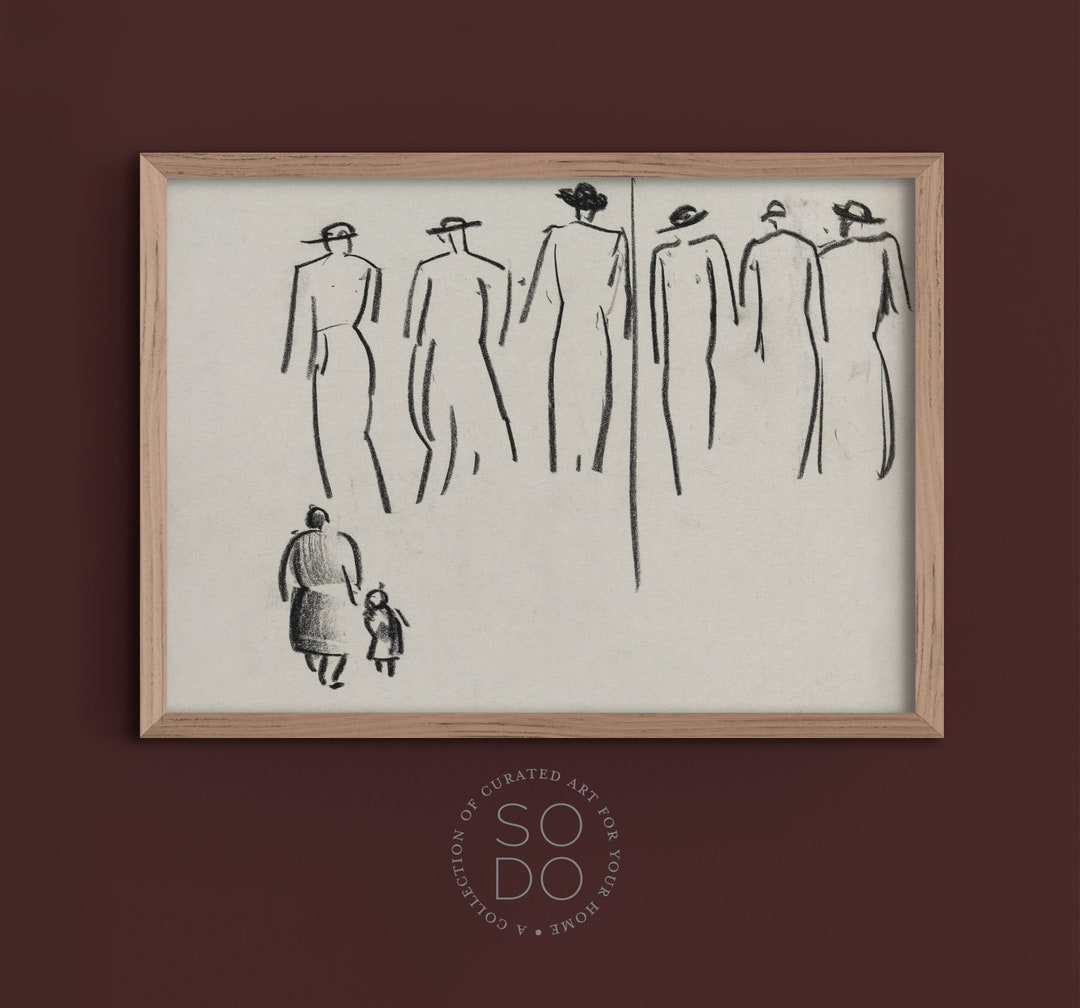 Vintage Sketch Figure Drawing Vintage Wall Art Figurative Etsy