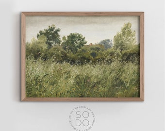 Meadow Painting, English Countryside, Country Print, Farm Painting, Spring Landscape Printable | SKU 611