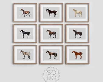 Vintage Horses Painting Gallery Set | Vintage Equestrian Wall Art | Nursery Art Horse Gallery Wall | Antique Horses Digital File | SKU GS92