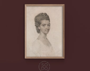 Portrait of a Woman | Vintage Art Woman | Sketch Art Woman Portrait | Digital Print Antique Drawing Gallery | Antique Sketch | SKU 506