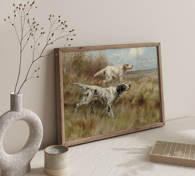 Vintage Irish Setter Painting Antique Painting of Dogs English Setters