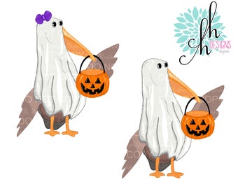 Ghost Pelican Halloween Sublimation Design PNG | Digital Download