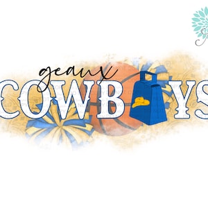 Geaux Cowboys Basketball Blue & Gold Sublimation Design PNG | Digital Download