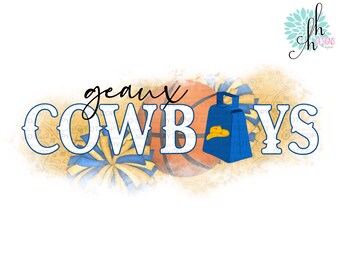 Geaux Cowboys Basketball Blue & Gold Sublimation Design PNG | Digital Download
