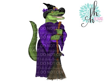 Cajun Gator Witch Sublimation Design PNG | Digital Download