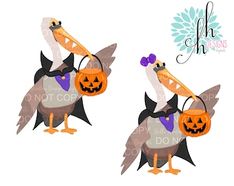 Pelican Vampire Halloween Sublimation Design PNG | Digital Download