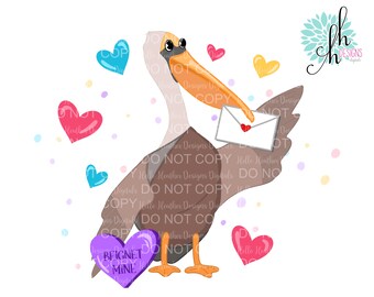 Valentine Pelican Sublimation Design PNG | Digital Download