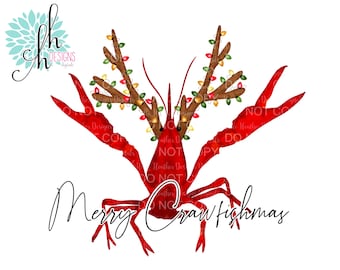 Christmas Crawfish Merry Crawfishmas Sublimation Design PNG | Digital Download