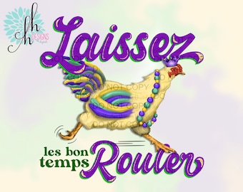 Mardi Gras Chicken Run Sublimation Design PNG | Digital Download