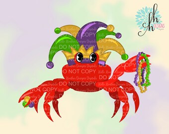 Mardi Gras Crab Sublimation Design PNG | Digital Download