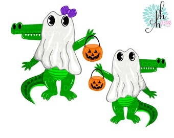 Ghost Alligator Halloween Sublimation Design PNG | Digital Download