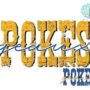 Geaux Pokes Blue & Gold Sublimation Design PNG | Digital Download