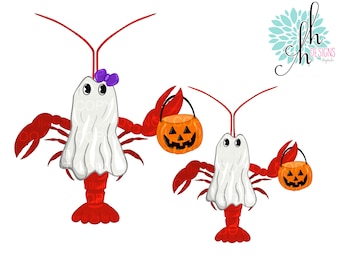 Ghost Crawfish Halloween Sublimation Design PNG | Digital Download