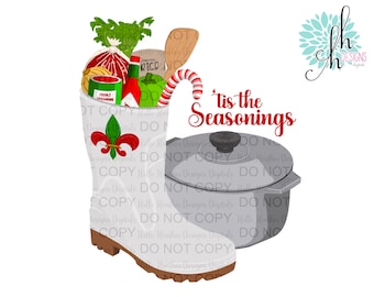 Tis the Seasonings Cajun Christmas Stocking Design PNG | Digital Download