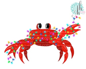 Christmas Crab with Lights Sublimation Design PNG | Digital Download