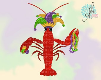 Mardi Gras Crawfish Sublimation Design PNG | Digital Download