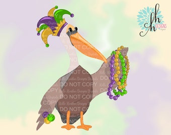 Mardi Gras Pelican Sublimation Design PNG | Digital Download