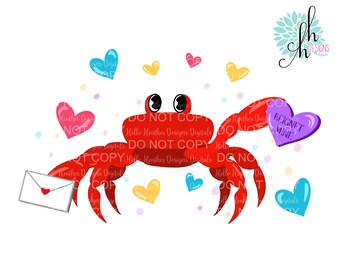 Valentine Crab Sublimation Design PNG | Digital Download
