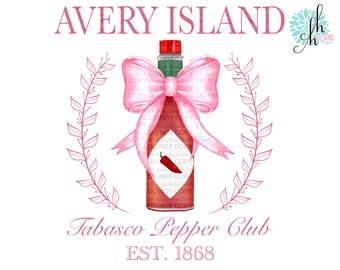 Avery Island Social Club Coquette Hot Sauce Cajun Louisiana Sublimation Design PNG | Digital Download