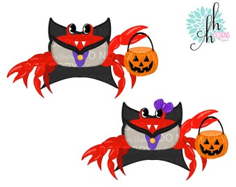 Crab Vampire Dracula Halloween Sublimation Design PNG | Digital Download