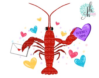 Valentine Crawfish Sublimation Design PNG | Digital Download