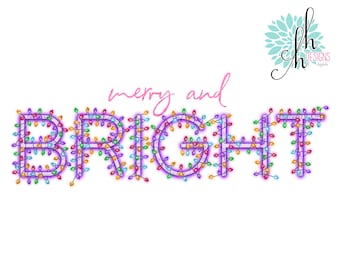 Merry and Bright Christmas Sublimation Design PNG | Digital Download