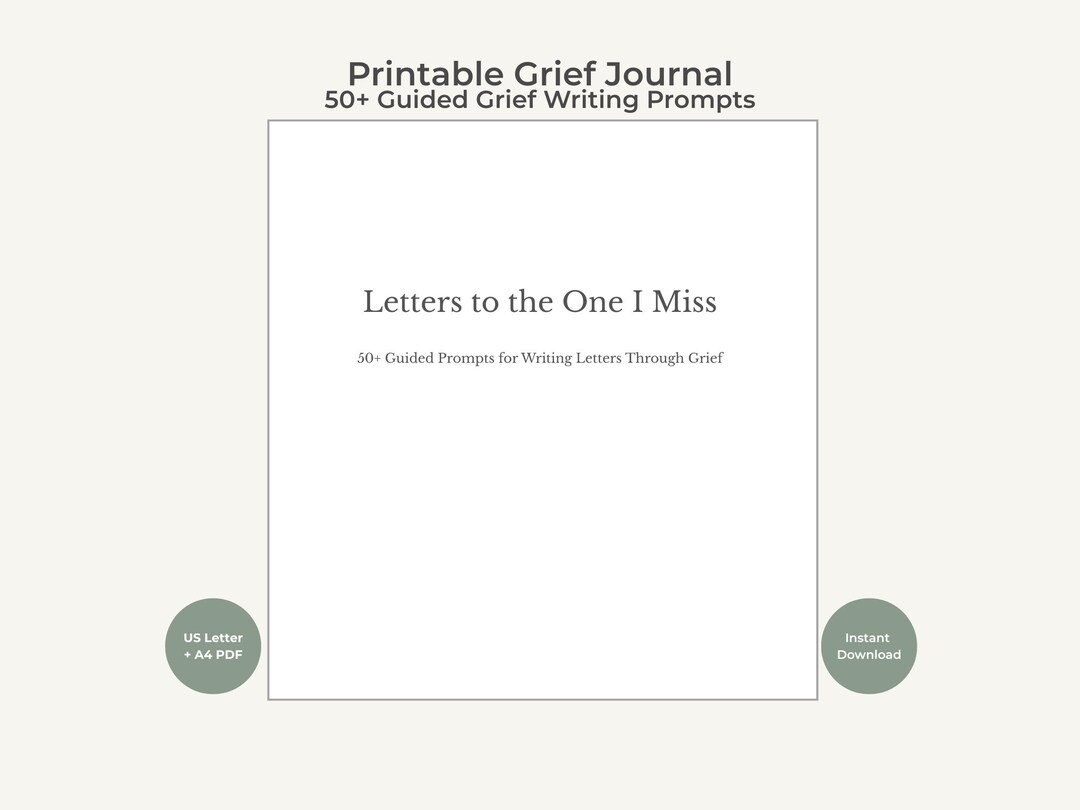 Printable Grief Journal, 50+ Guided Grief Writing Prompts, Loss Journal ...