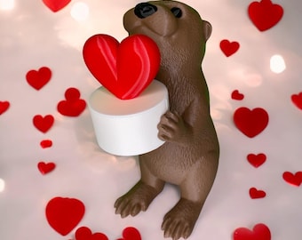 Adorable Otter Sculpture with LED Heart Light - Perfect Gift for Valentine&#39;s Birthday Anniversary