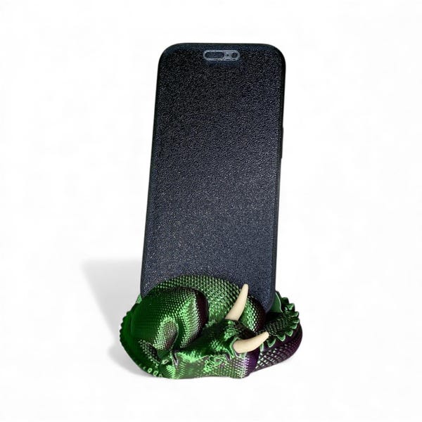 3D Printed Sleeping Dragon Phone Stand – Silk PLA Desk Accessory