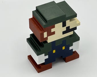 3D Printed Super Mario Green Plumber Character – LED Arcade Game Decoration