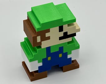 3D Printed Super Mario Luigi Character: Light-Up Desk Decoration (USB Powered)