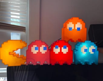 3D Printed light Pac-Man Ghost Eater with four ghosts