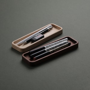 Organiseur de bureau en bois massif, plumier en bois, organiseur de bureau pour le bureau et la maison | Bois n°1 : superfin linéaire