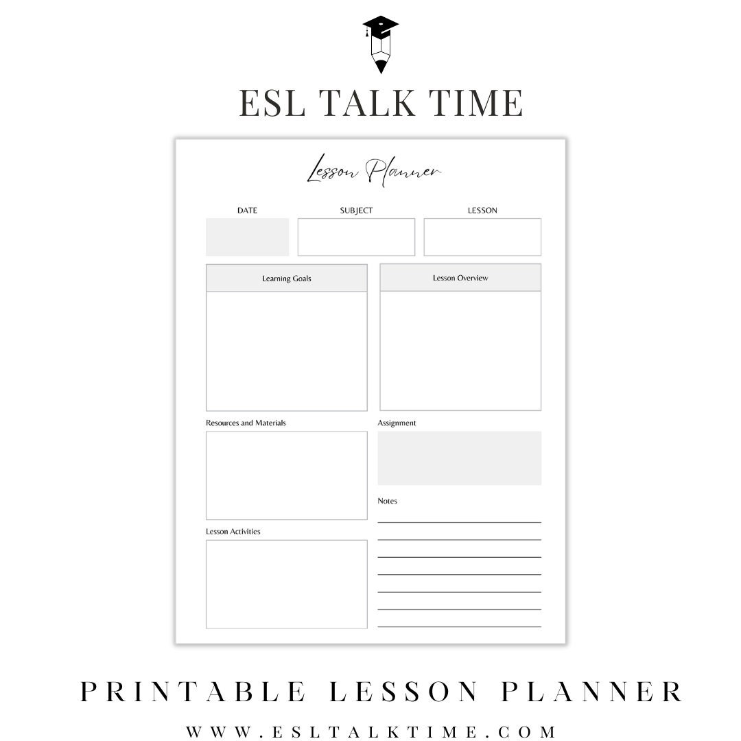 Teacher Printable Lesson Planner Sheet. for All Teacher Any Etsy
