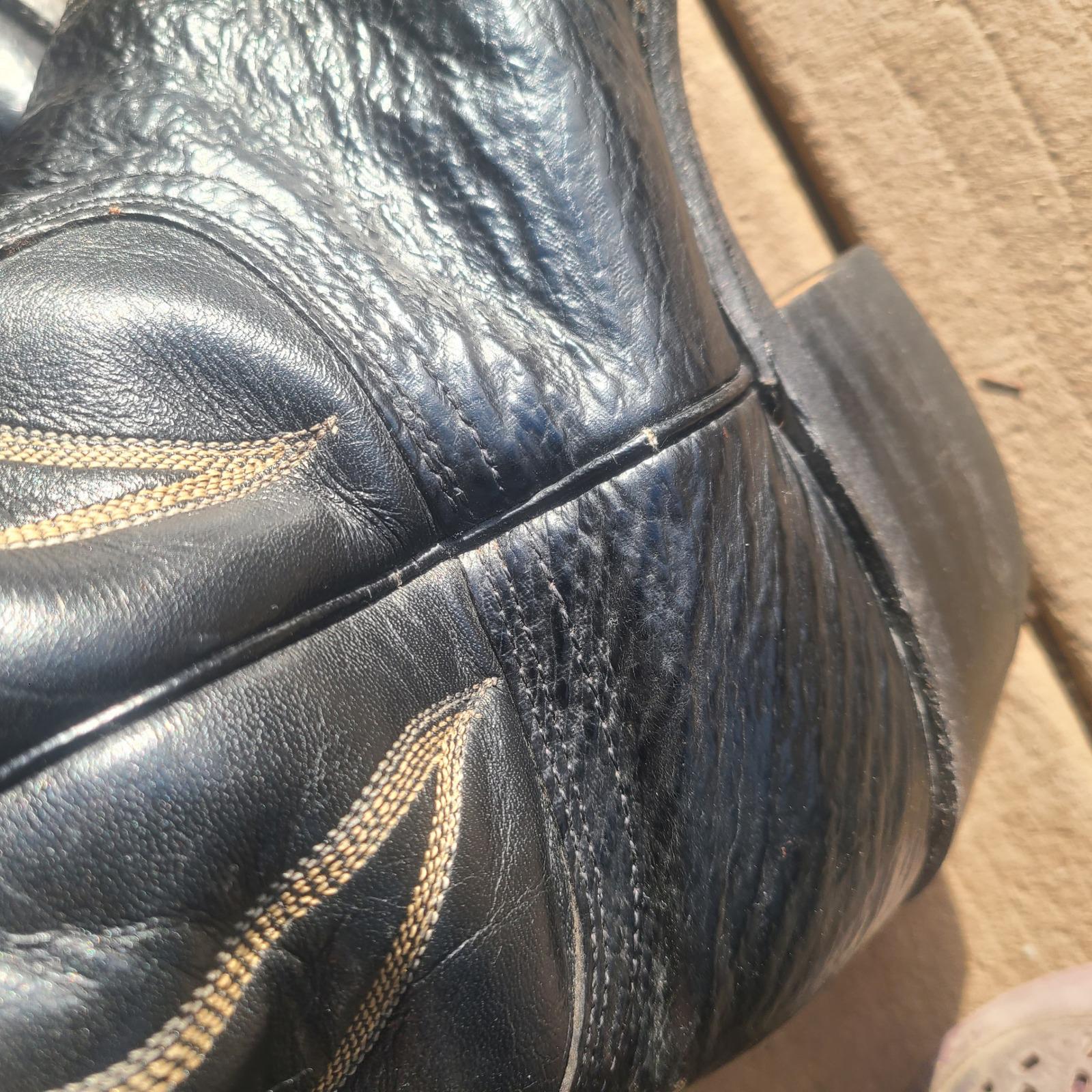 Vintage Abilene Sharkskin Western Cowboy Boots Black Mens 11 D J Toe USA Vtg 80s Abilene Mens Black Exotic Shark Western Leather  main image 4