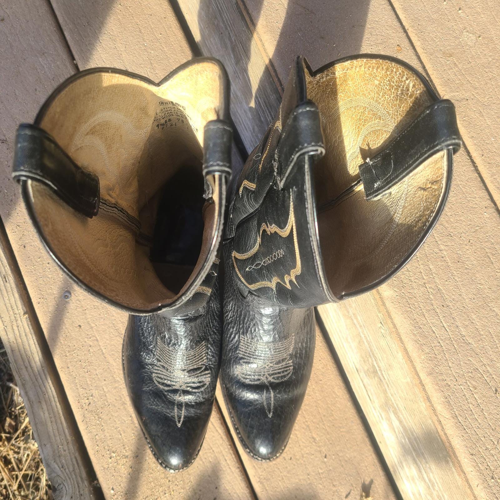 Vtg 80s Abilene Mens Black Exotic Shark Western Leather  display picture 2